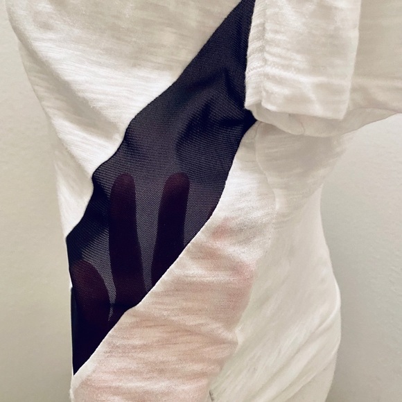 Express White Tee with Black Lace & Illusion Mesh - Picture 7 of 11